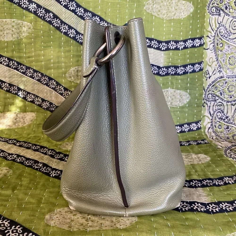 Coach Light Fern Charlie 55200 Polished Pebble Leather Bucket Shoulder Purse